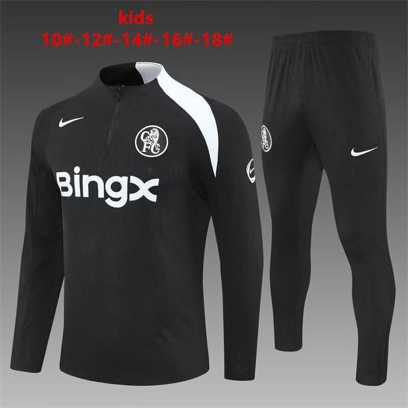 Kids AAA Quality Chelsea 25/26 Black Soccer Tracksuit 03 Kids AAA Quality Chelsea 25/26 Black Soccer Tracksuit 03