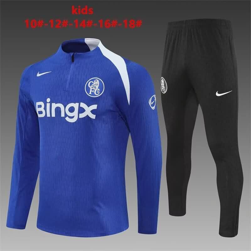 Kids AAA Quality Chelsea 25/26 Blue Soccer Tracksuit Kids AAA Quality Chelsea 25/26 Blue Soccer Tracksuit