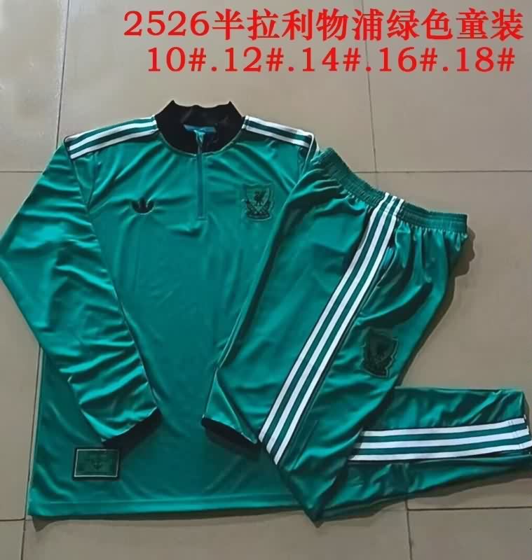 Kids AAA Quality Liverpool 25/26 Green Soccer Tracksuit 02 Kids AAA Quality Liverpool 25/26 Green Soccer Tracksuit 02