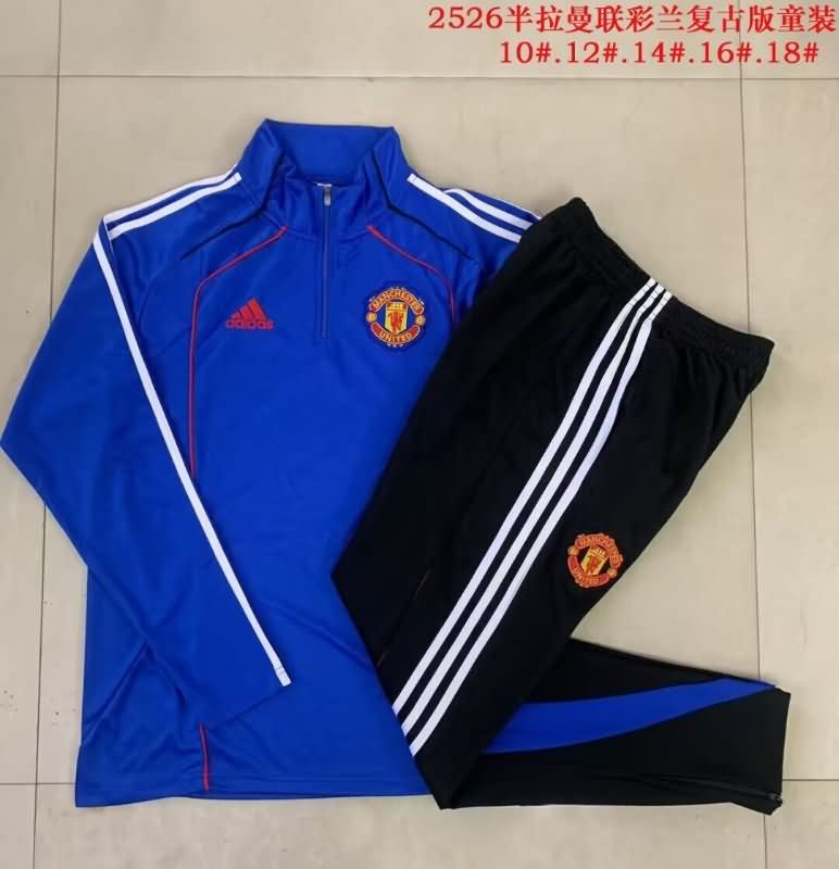 Kids AAA Quality Manchester United 25/26 Blue Soccer Tracksuit 02 Kids AAA Quality Manchester United 25/26 Blue Soccer Tracksuit 02