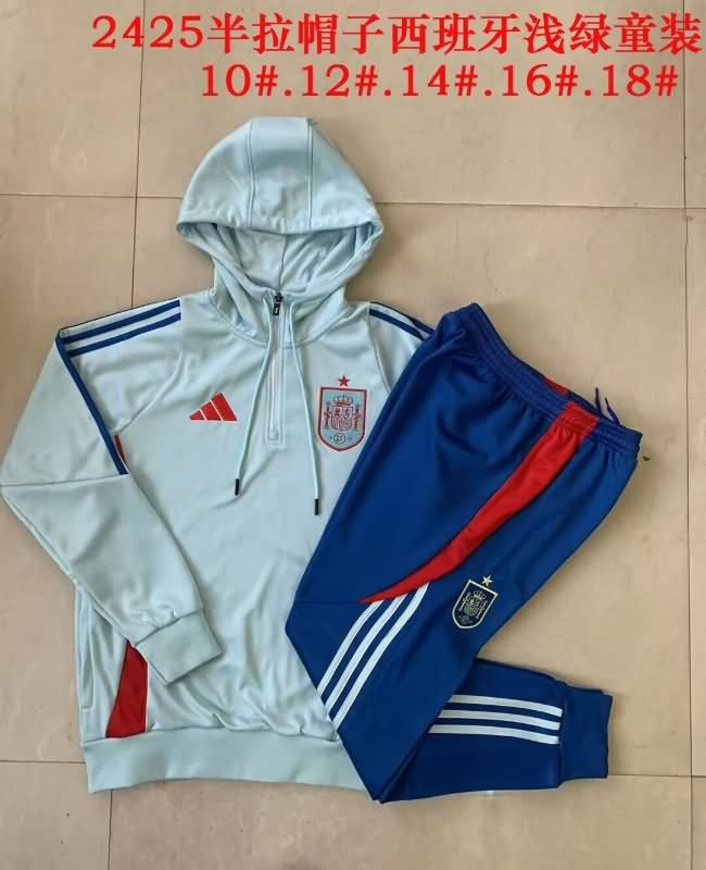 Kids AAA Quality Spain 2025 Green Soccer Tracksuit