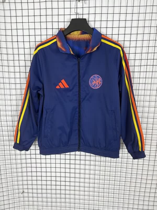 AAA Quality Ajax 25/26 Dark Blue Reversible Soccer Windbreaker AAA Quality Ajax 25/26 Dark Blue Reversible Soccer Windbreaker