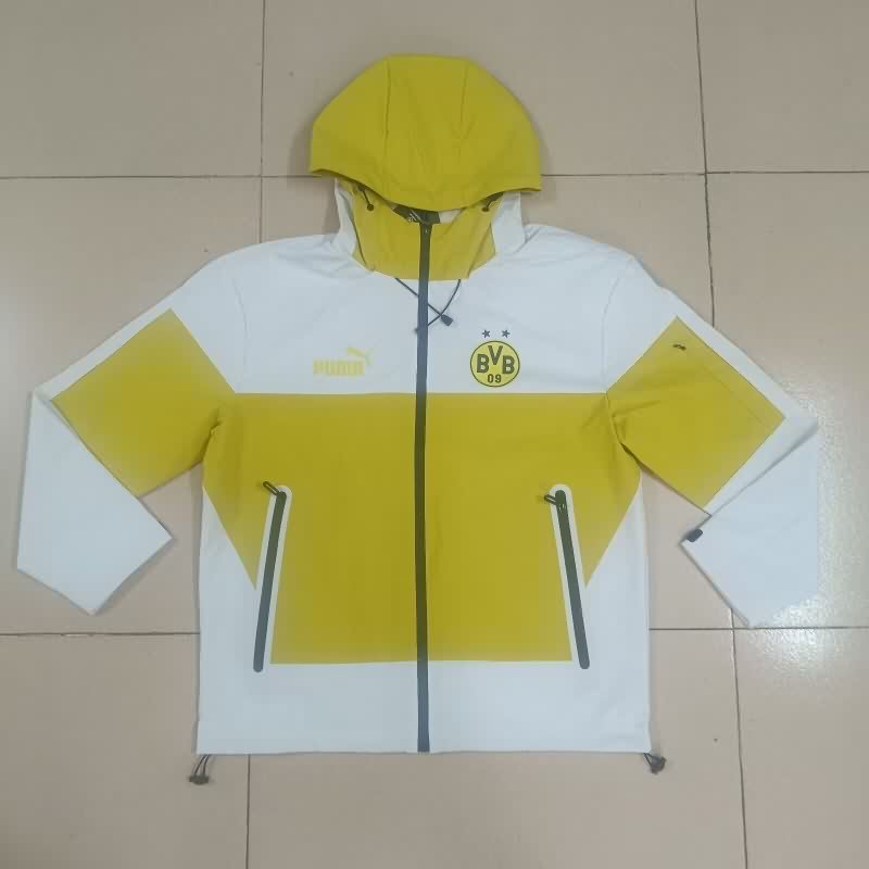 AAA Quality Dortmund 25/26 Yellow White Soccer Windbreaker AAA Quality Dortmund 25/26 Yellow White Soccer Windbreaker