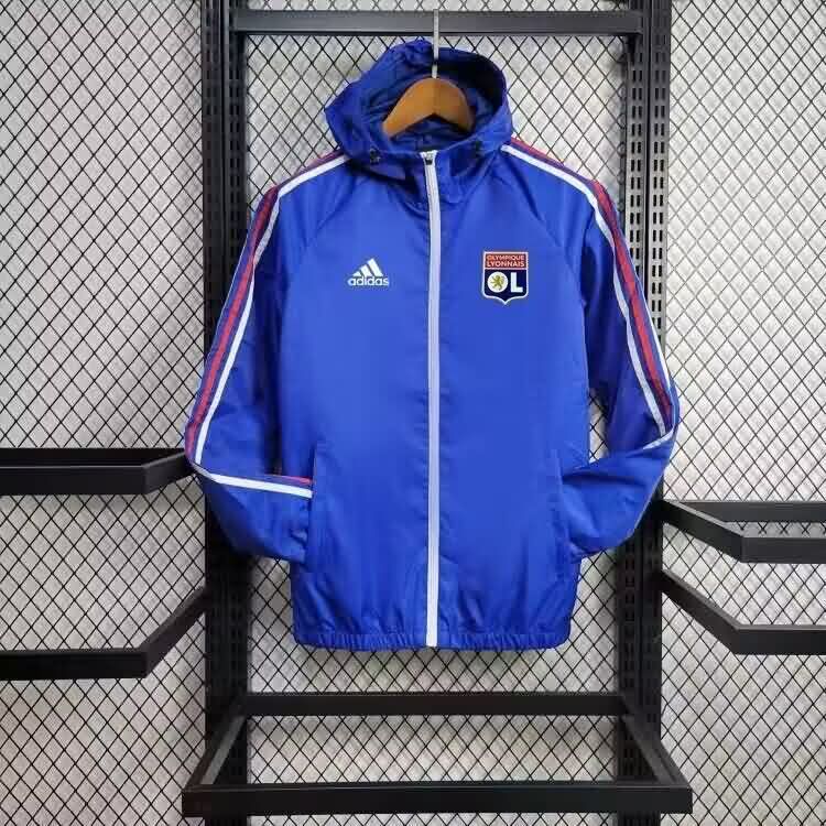 AAA Quality Lyon 25/26 Blue Soccer Windbreaker AAA Quality Lyon 25/26 Blue Soccer Windbreaker
