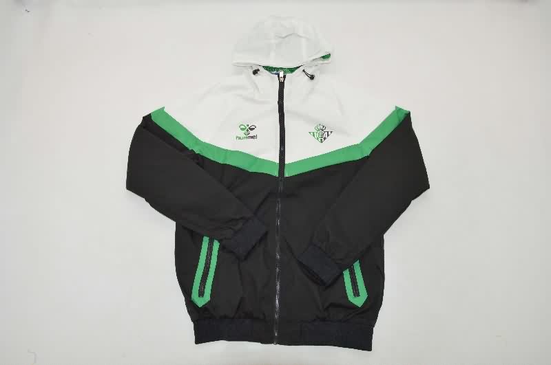 AAA Quality Real Betis 25/26 White Black Soccer Windbreaker AAA Quality Real Betis 25/26 White Black Soccer Windbreaker