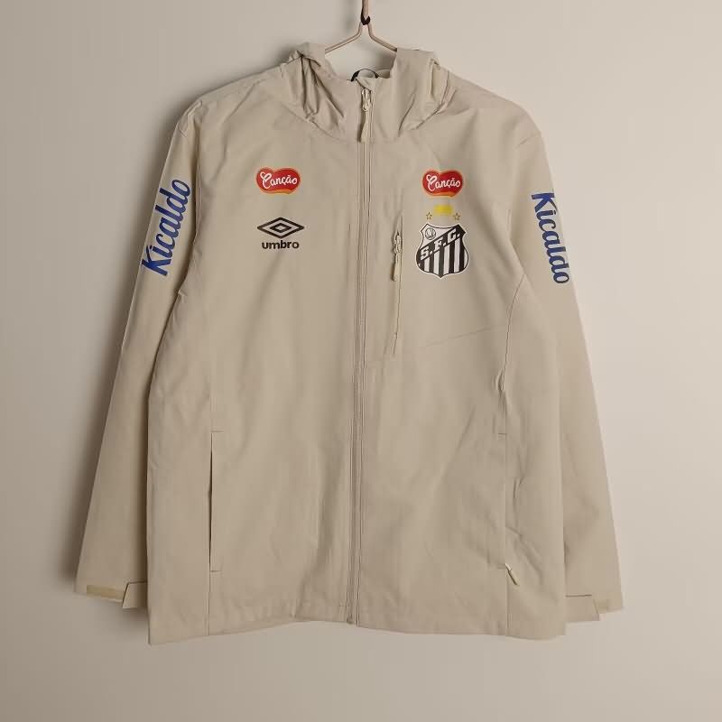 AAA Quality Santos 2025 Cream Soccer Windbreaker