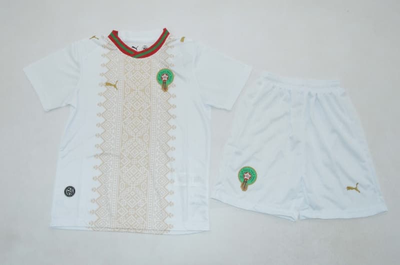 Kids Morocco 2026 World Cup Away Soccer Jersey And Shorts Kids Morocco 2026 World Cup Away Soccer Jersey And Shorts