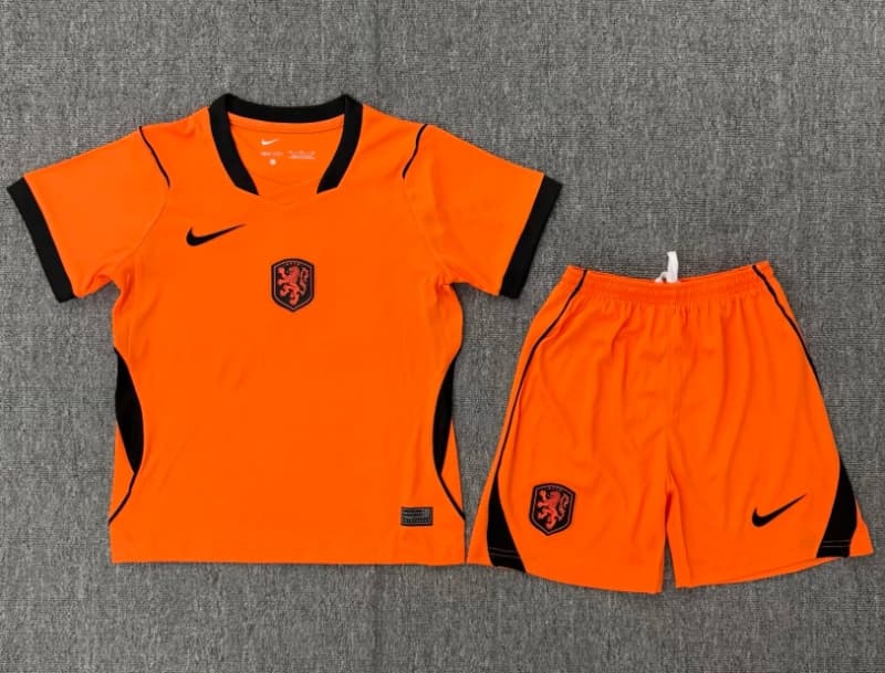 Kids Netherlands 2026 World Cup Home Soccer Jersey And Shorts Kids Netherlands 2026 World Cup Home Soccer Jersey And Shorts