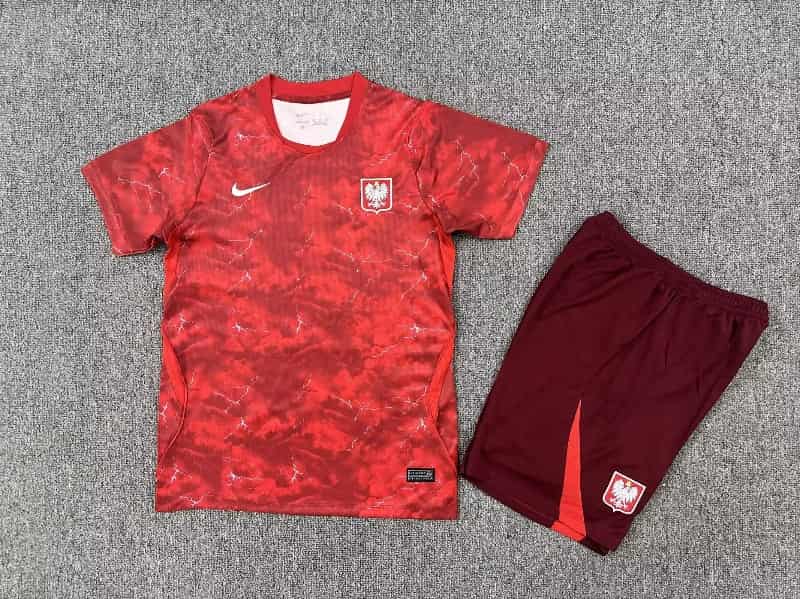 Kids Poland 2026 Away Soccer Jersey And Shorts Kids Poland 2026 Away Soccer Jersey And Shorts