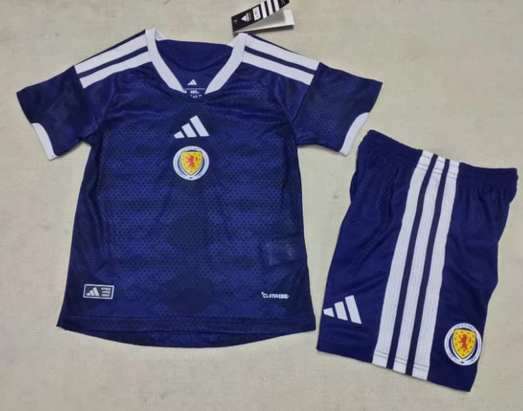 Kids Scotland 2026 Home Soccer Jersey And Shorts (Player) Kids Scotland 2026 Home Soccer Jersey And Shorts (Player)