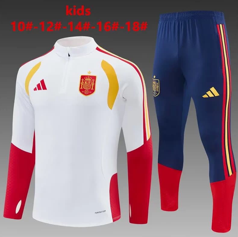 Kids AAA Quality Spain 2026 White Soccer Tracksuit Kids AAA Quality Spain 2026 White Soccer Tracksuit