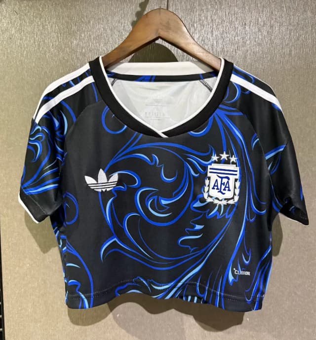 AAA Quality Argentina 2026 Away Women Cropped Soccer Jersey AAA Quality Argentina 2026 Away Women Cropped Soccer Jersey