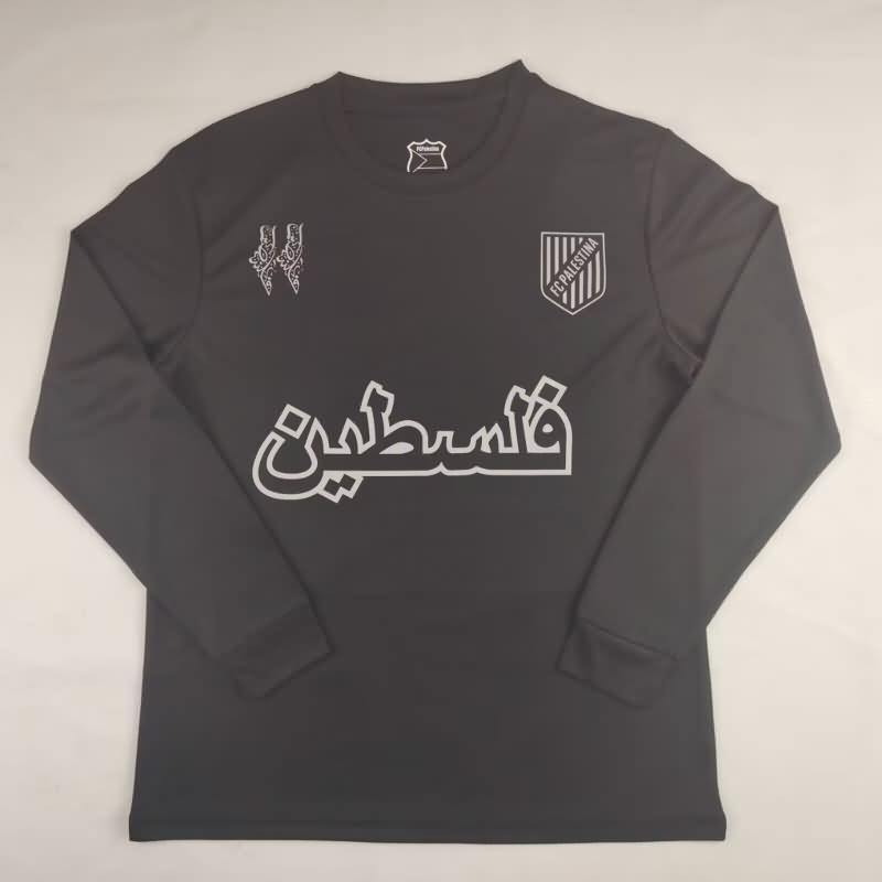 AAA Quality Palestine 2024 Black Long Sleeve Soccer Jersey