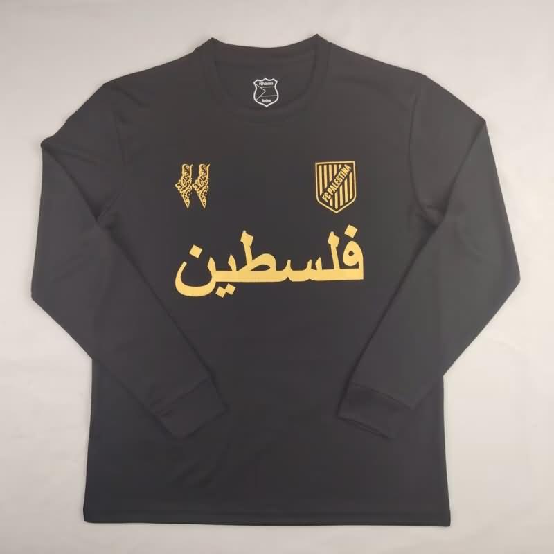 AAA Quality Palestine 2024 Black Long Sleeve Soccer Jersey 02