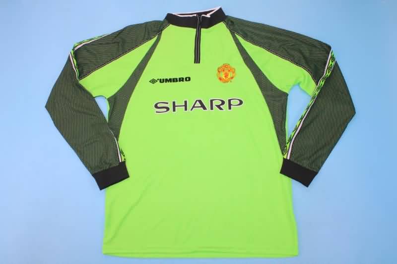 AAA Quality Manchester United 1998/99 GK Green Long Retro Soccer Jersey
