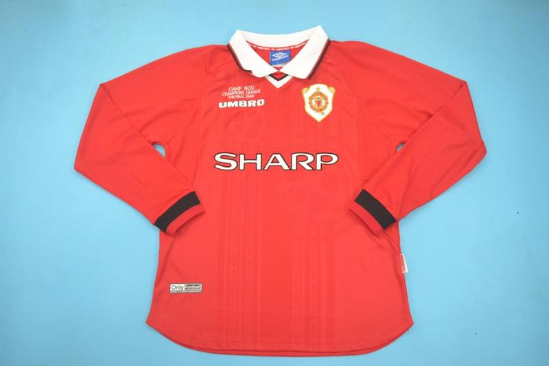 AAA Quality Manchester United 1998/99 UCL Home L/S Retro Soccer Jersey