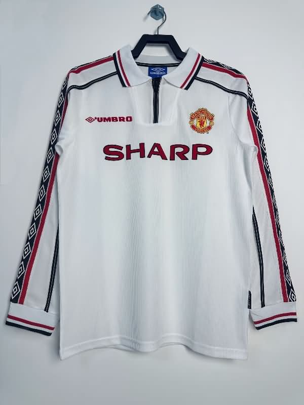 AAA Quality Manchester United 1998/99 White Long Sleeve Retro Soccer Jersey