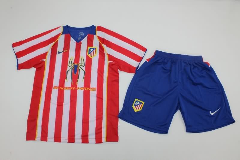 Kids Atletico Madrid 2004/05 Home Soccer Jersey And Shorts