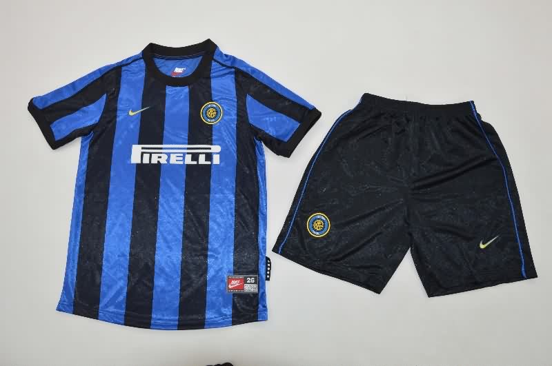 Kids Inter Milan 1999/00 Home Soccer Jersey And Shorts Kids Inter Milan 1999/00 Home Soccer Jersey And Shorts