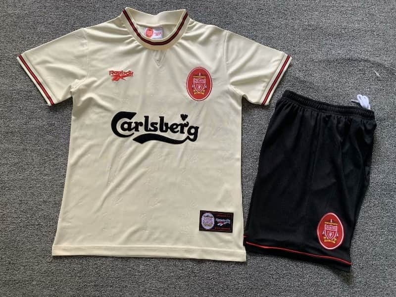 Kids Liverpool 1996/97 Away Soccer Jersey And Shorts Kids Liverpool 1996/97 Away Soccer Jersey And Shorts
