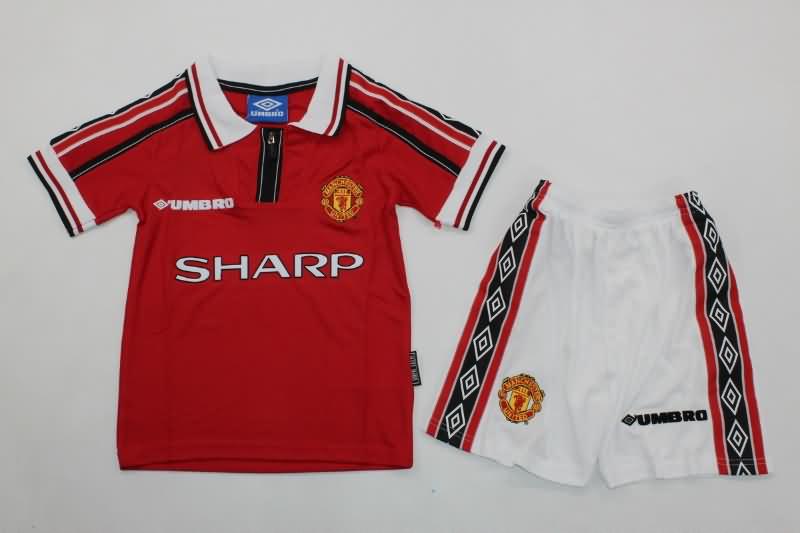 Kids Manchester United 1998/00 Home Soccer Jersey And Shorts Kids Manchester United 1998/00 Home Soccer Jersey And Shorts